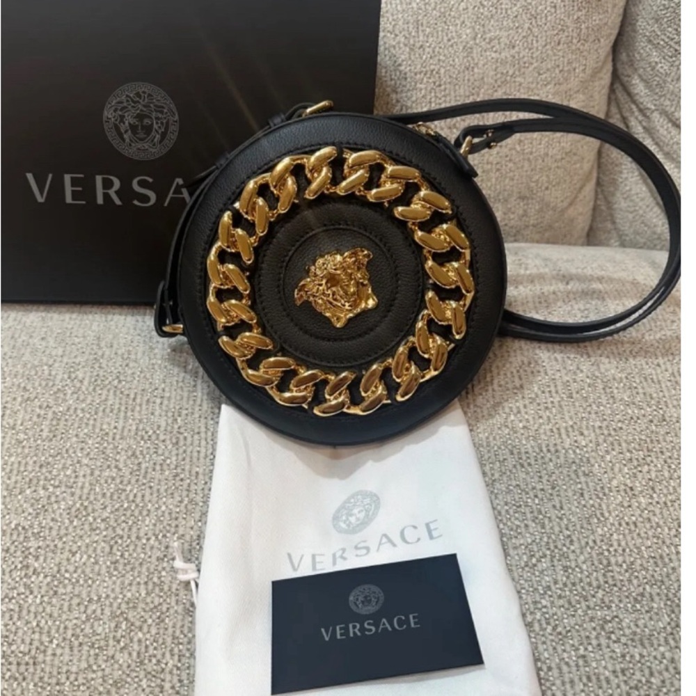 Versace NWT La Medusa Disco Bag in Black, Dust Bag